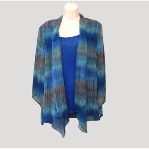 Rebecca Malone Teal Tank with Attached Sheer Multicolor Jacket XL